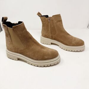 Geox Suede Brown Waterproof Lug Sole Chelsea Boots Size 40